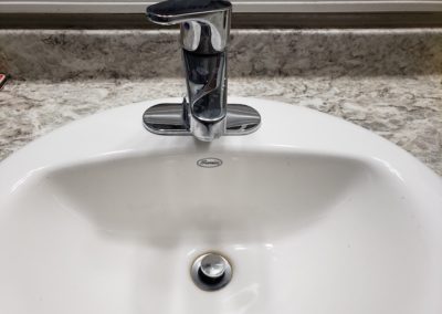 Bathroom sink looking down